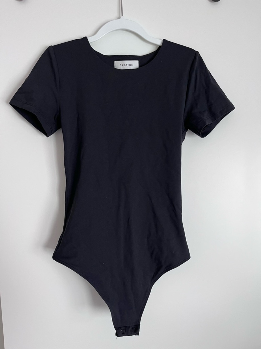 Babaton Black Short Sleeve Scoop-Neck Bodysuit